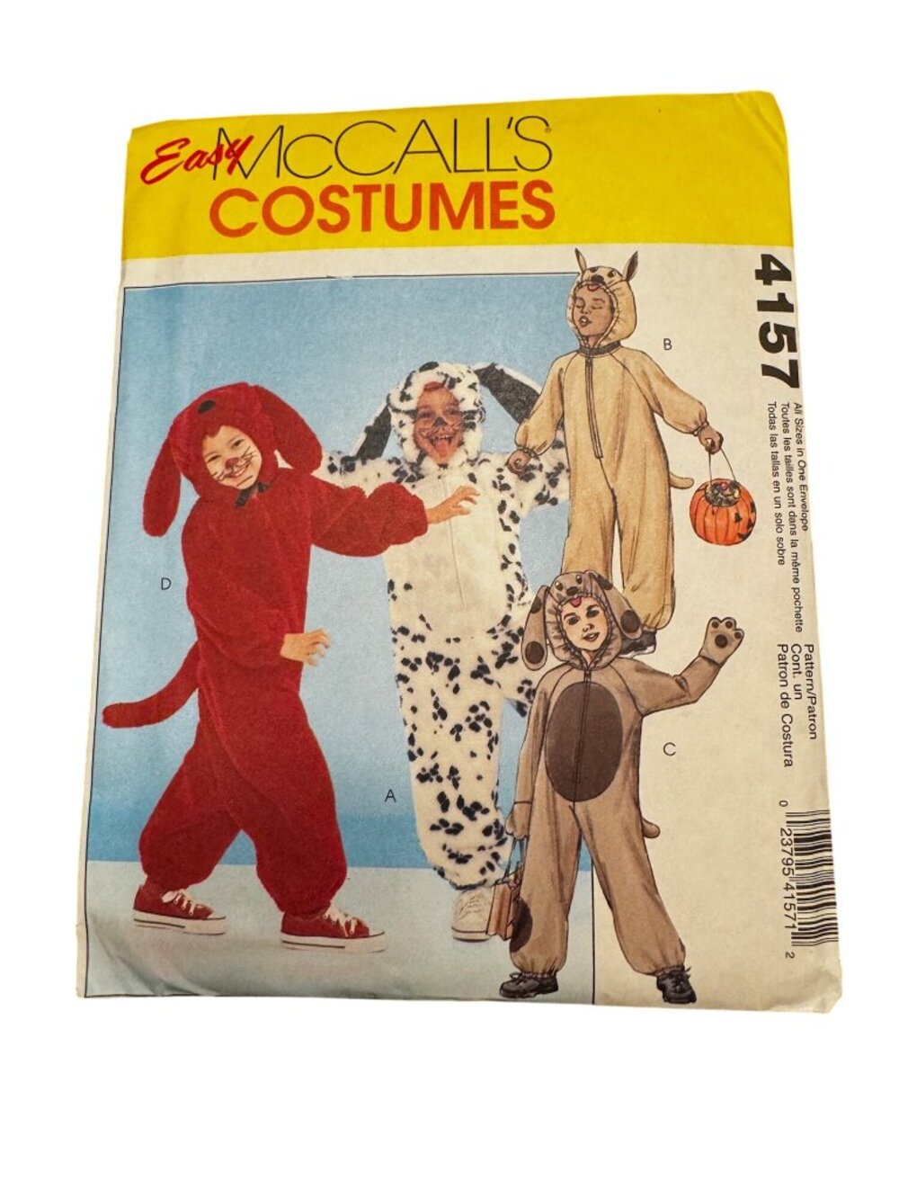 Vintage McCalls Easy Animal Costumes Pattern 4157 For Children Sizes 3-8 Party